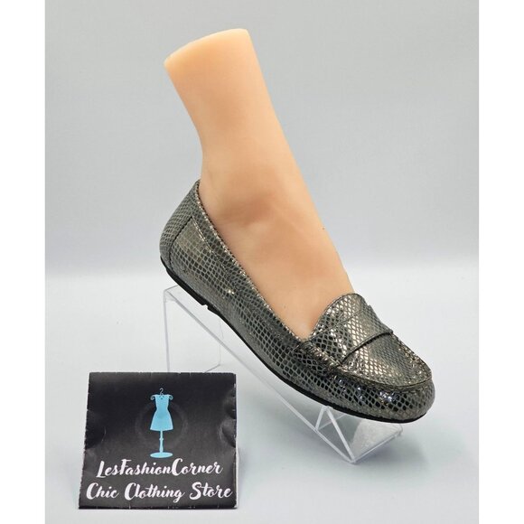 NWOB Vionic Women's Gunmetal Silver Snakeskin Chill Larrun Loafers Sz 8 2511 - Picture 16 of 16